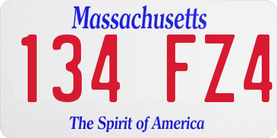 MA license plate 134FZ4