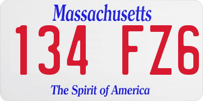 MA license plate 134FZ6