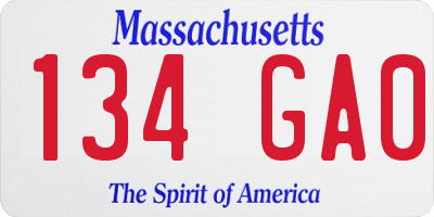 MA license plate 134GA0