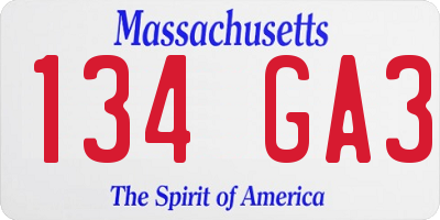 MA license plate 134GA3