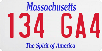 MA license plate 134GA4