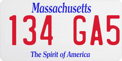 MA license plate 134GA5
