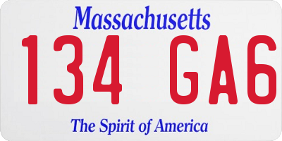 MA license plate 134GA6