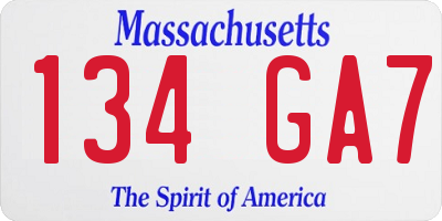 MA license plate 134GA7