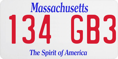 MA license plate 134GB3