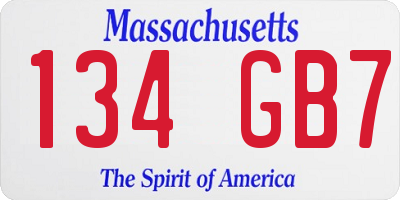 MA license plate 134GB7