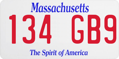 MA license plate 134GB9