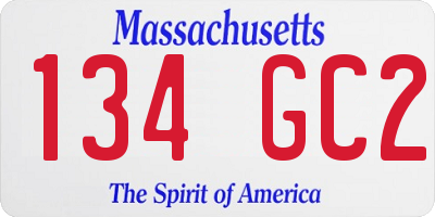 MA license plate 134GC2