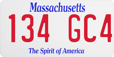 MA license plate 134GC4