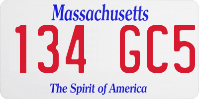MA license plate 134GC5