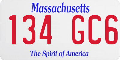MA license plate 134GC6