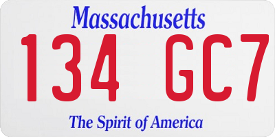MA license plate 134GC7