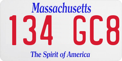 MA license plate 134GC8