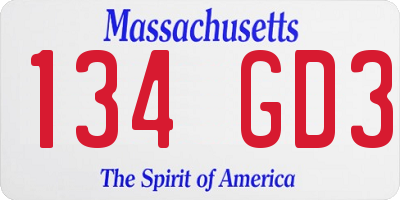MA license plate 134GD3