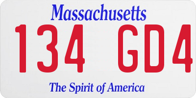 MA license plate 134GD4