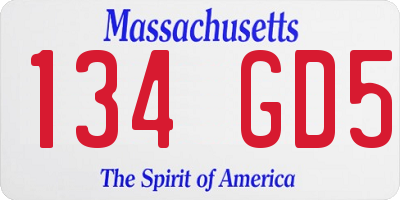 MA license plate 134GD5