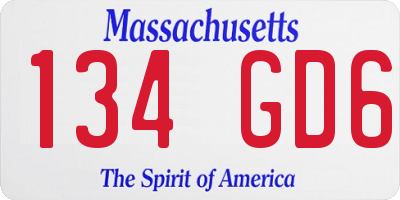 MA license plate 134GD6