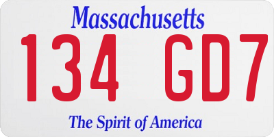 MA license plate 134GD7