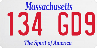 MA license plate 134GD9