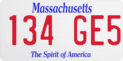 MA license plate 134GE5