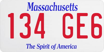 MA license plate 134GE6