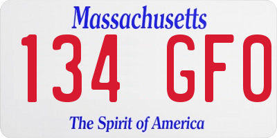 MA license plate 134GF0