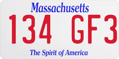 MA license plate 134GF3