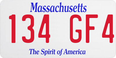 MA license plate 134GF4