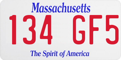MA license plate 134GF5