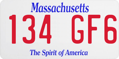 MA license plate 134GF6