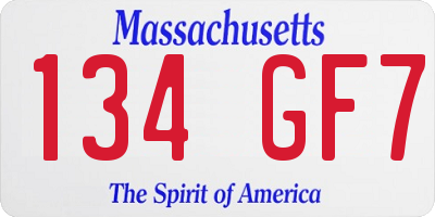 MA license plate 134GF7