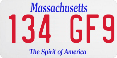 MA license plate 134GF9
