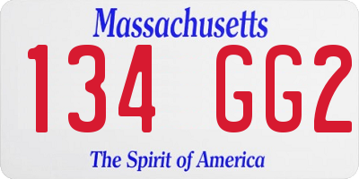 MA license plate 134GG2