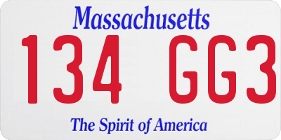 MA license plate 134GG3