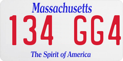 MA license plate 134GG4