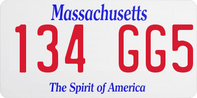 MA license plate 134GG5