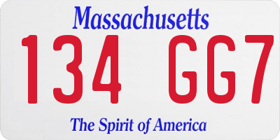MA license plate 134GG7