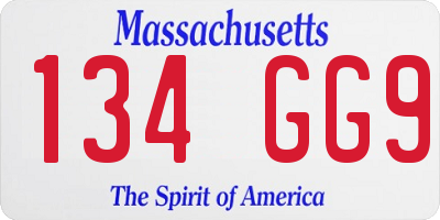 MA license plate 134GG9