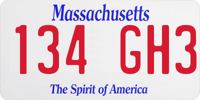 MA license plate 134GH3
