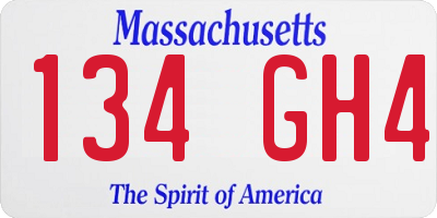 MA license plate 134GH4