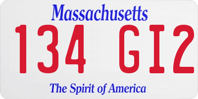 MA license plate 134GI2