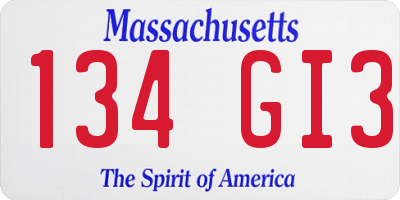 MA license plate 134GI3