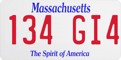 MA license plate 134GI4