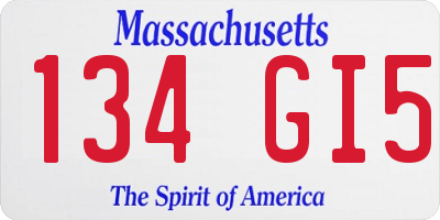 MA license plate 134GI5