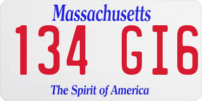 MA license plate 134GI6