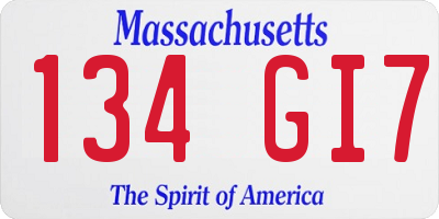 MA license plate 134GI7