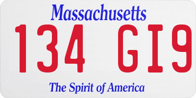 MA license plate 134GI9