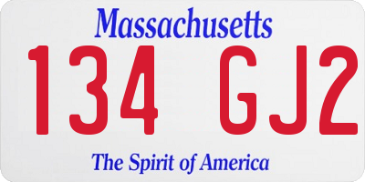 MA license plate 134GJ2