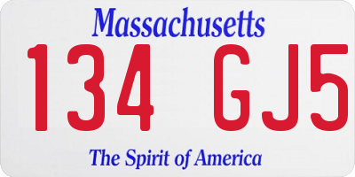 MA license plate 134GJ5