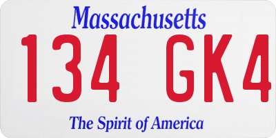 MA license plate 134GK4